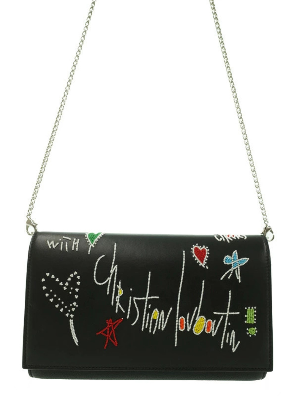 Christian Louboutin Paloma Clutch black leather metal spikes
